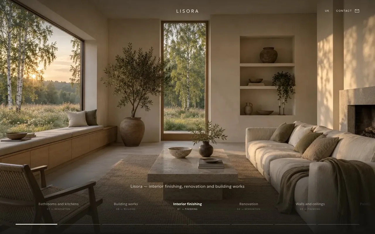Lisora — primera pantalla de la web